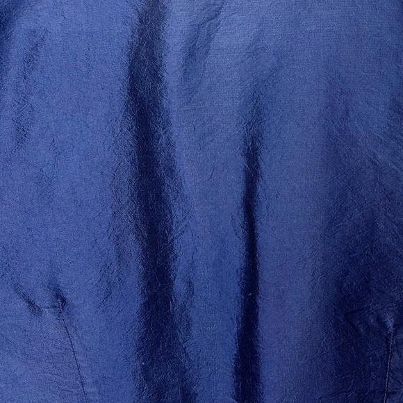 🌈Sunny Leigh Royal Blue Silk Cropped Button Up - Picture 4 of 5